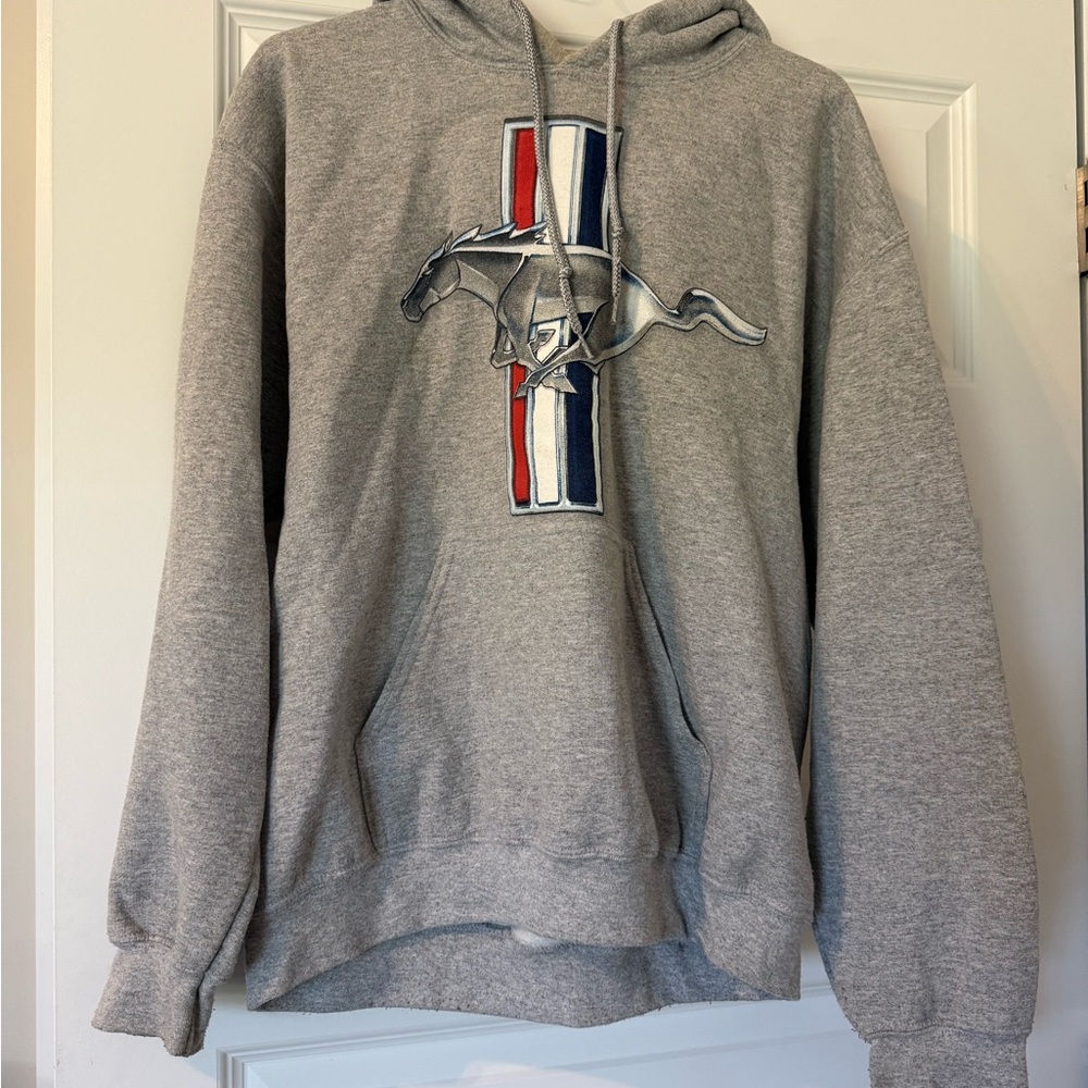 Gray Hoodie with Ford Mustang Logo